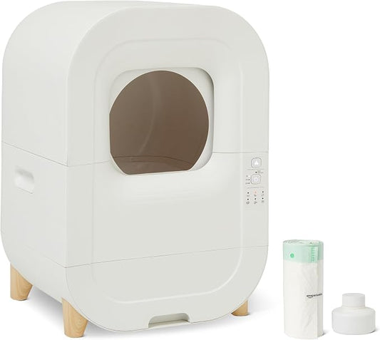 Automatic Self-Cleaning Cat Litter Box with Safety Sensors, S-Shaped Screen, Odor Control, Removable Washable Liner, 15.8-Gallon, for Cats 3.3-22lb