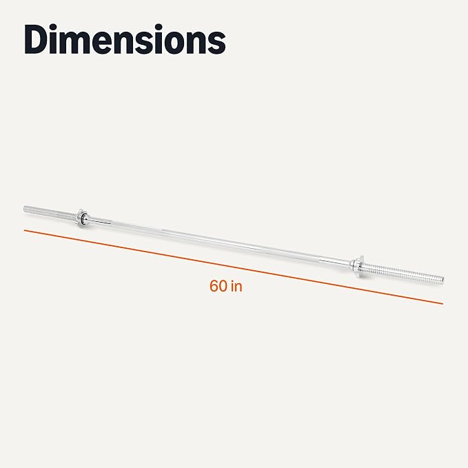 5ft Straight Barbell Bar with Star Locks, 1" Diameter