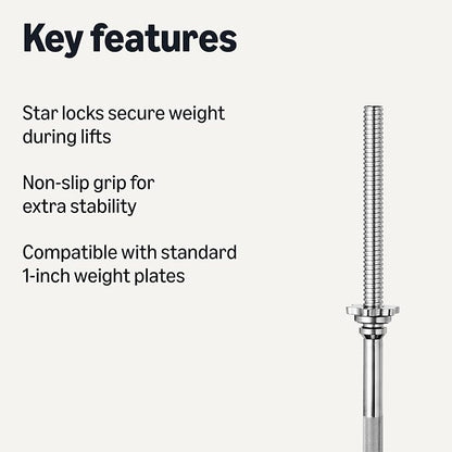 5ft Straight Barbell Bar with Star Locks, 1" Diameter