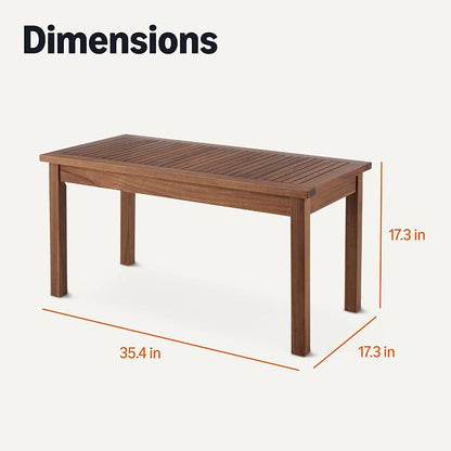 Patio Coffee Table, Natural Finish, Outdoor Table for Porch and Garden, 35 Inch