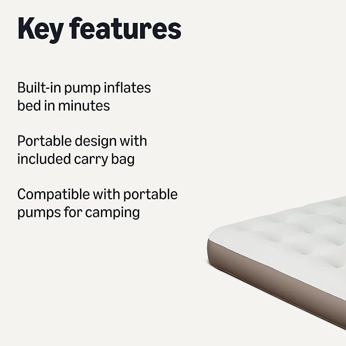 Twin Inflatable Air Mattress with Built-in Electric Pump, Quick Inflation, Supports 300 lbs, Includes Carry Bag