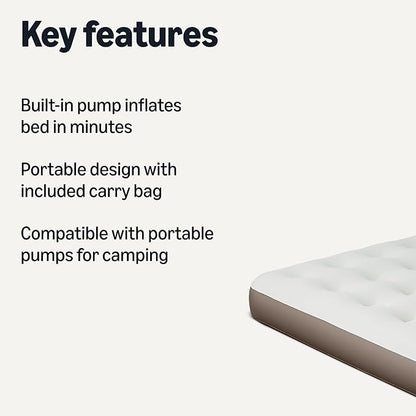 Twin Inflatable Air Mattress with Built-in Electric Pump, Quick Inflation, Supports 300 lbs, Includes Carry Bag