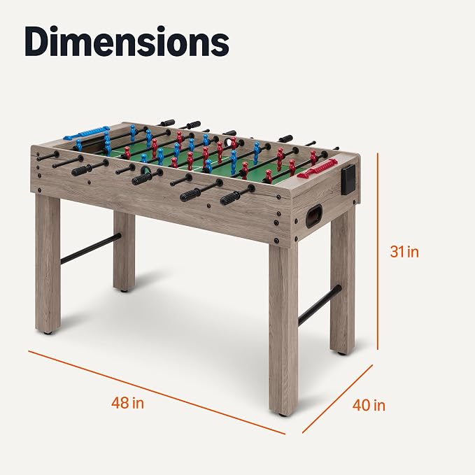 48-Inch Foosball Table Soccer Game Room Size with 4 Balls and 2 Cupholders, Oak