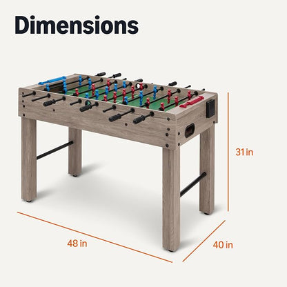 48-Inch Foosball Table Soccer Game Room Size with 4 Balls and 2 Cupholders, Oak