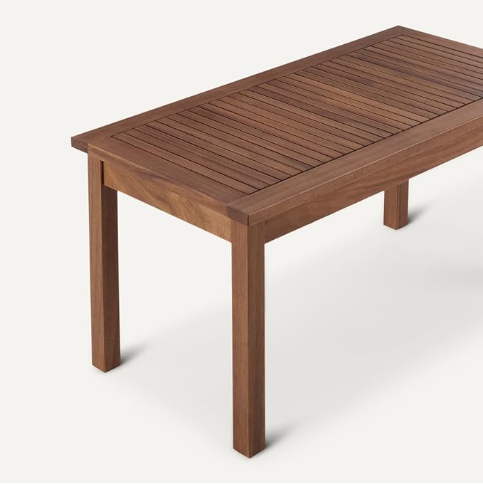 Patio Coffee Table, Natural Finish, Outdoor Table for Porch and Garden, 35 Inch