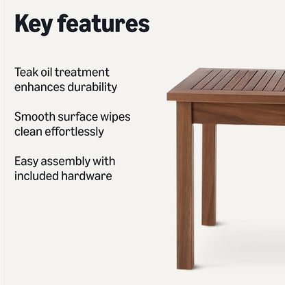 Patio Coffee Table, Natural Finish, Outdoor Table for Porch and Garden, 35 Inch