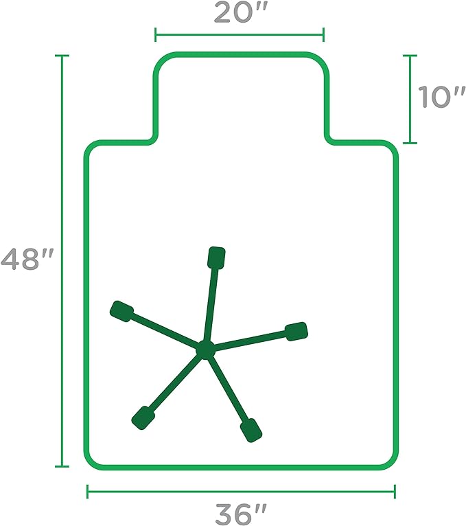Office Chair Mat for Low‑Pile Carpet – 46" x 60" Clear Desk Floor Protector with Lip, Smooth Glide PVC