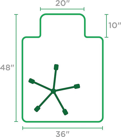Office Chair Mat for Low‑Pile Carpet – 46" x 60" Clear Desk Floor Protector with Lip, Smooth Glide PVC