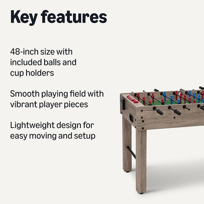 48-Inch Foosball Table Soccer Game Room Size with 4 Balls and 2 Cupholders, Oak