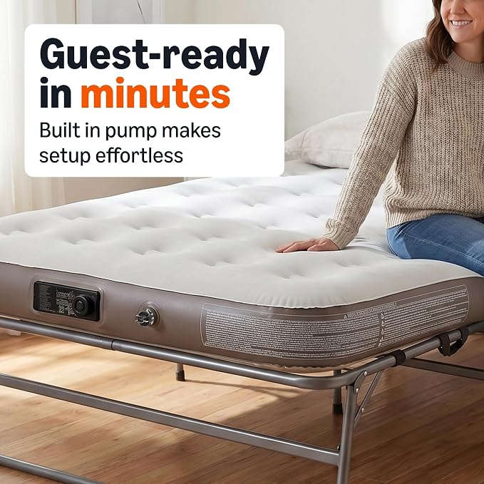 Twin Inflatable Air Mattress with Built-in Electric Pump, Quick Inflation, Supports 300 lbs, Includes Carry Bag
