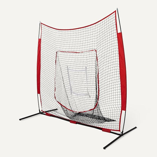 Portable Baseball & Softball Hitting, Pitching, Practice Net with Strike Zone Target, 7 x 7 ft