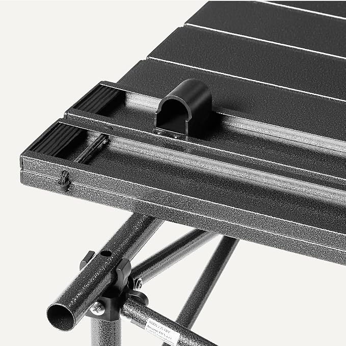 Portable Camping Table, Outdoor Folding Table with Aluminum Roll-Up Top, Steel Frame, 27.6 x 27.6 x 27.6 Inches, Black