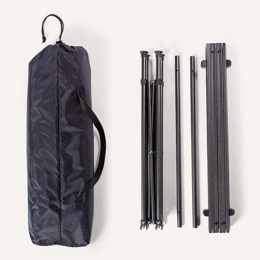 Portable Camping Table, Outdoor Folding Table with Aluminum Roll-Up Top, Steel Frame, 27.6 x 27.6 x 27.6 Inches, Black