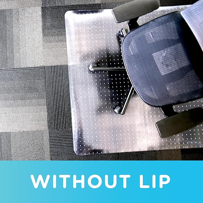 Office Chair Mat for Low‑Pile Carpet – 46" x 60" Clear Desk Floor Protector with Lip, Smooth Glide PVC