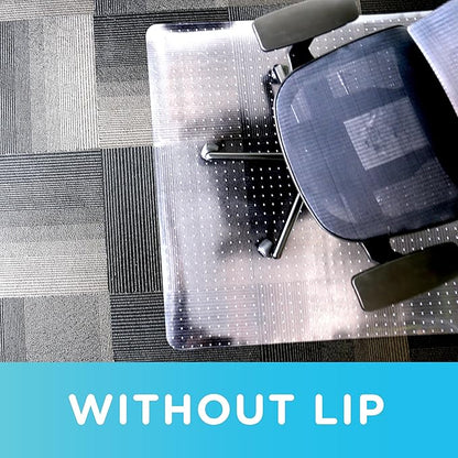 Office Chair Mat for Low‑Pile Carpet – 46" x 60" Clear Desk Floor Protector with Lip, Smooth Glide PVC